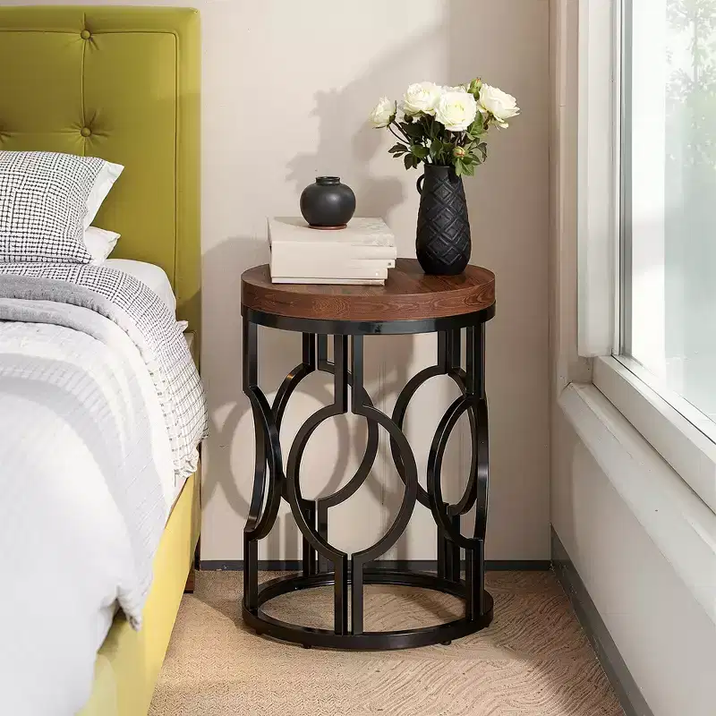 MAYEERTY Modern Rustic Accent Table, Sturdy Construction Sofa Side Table for Daily Use