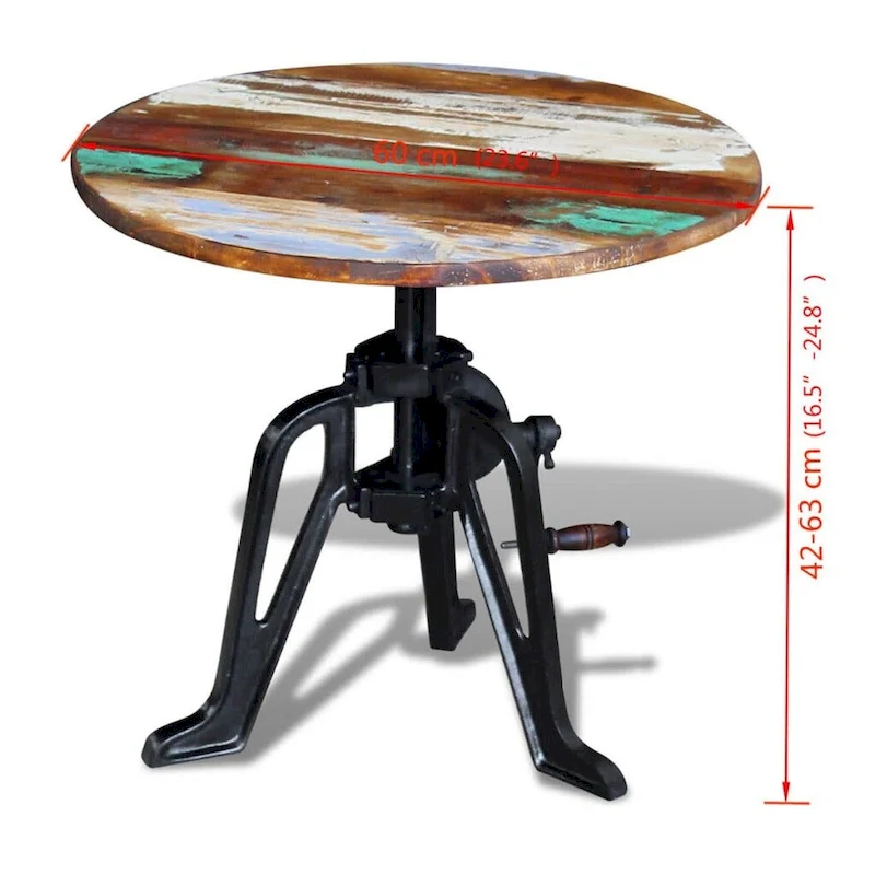 vidaXL Side Table Round Coffee End Table Sofa Table Solid Wood and Cast Iron