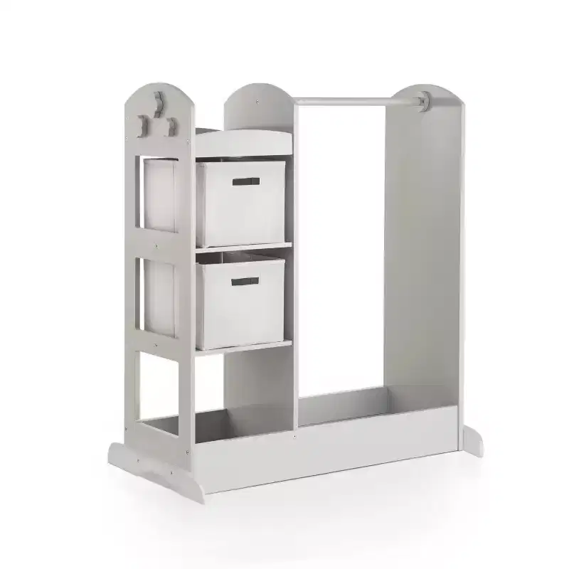 See and Store Dress Up Center: Kids' Clothes and Costume Organizer, Hanging Closet Storage Rack w/ Mirror and Storage Bins