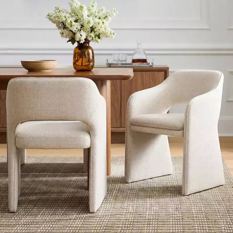 Set of 4 Modern Kitchen Chairs, Fully Upholstered Fabric Dining Chairs with Integrated Armrest Design, Armrest Chairs for Kitchen-Panipeachy