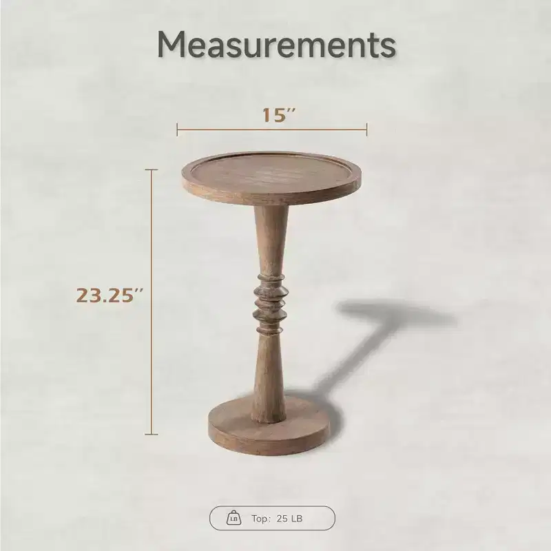 COZAYH Pedestal Tray Top End Table for Holding Drinks, Lamps or Plants, Farmhouse & Rustic Style for Living Room or Bedroom, Brown