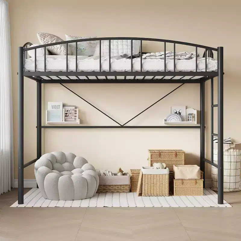 Twin Loft Bed - Space-Saving with Safety Rail