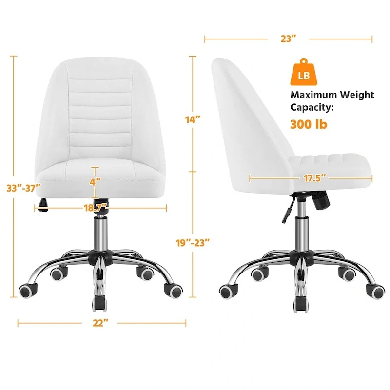 Faux Leather Mid-Back Tufted Armless Office Chair