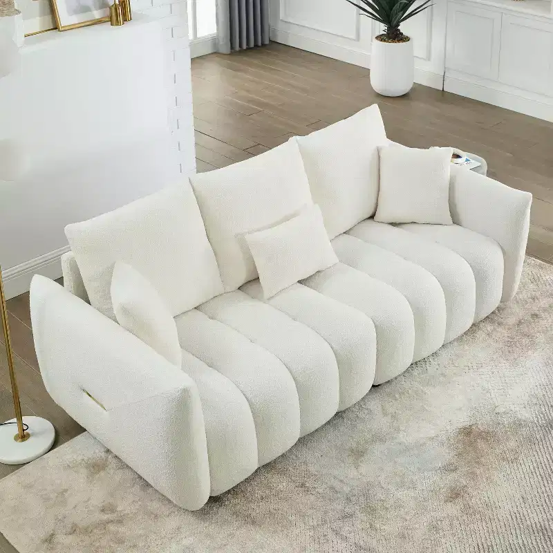 Christopher Knight Home Lucy 82 Teddy Wood Frame 3-Seater Sofa