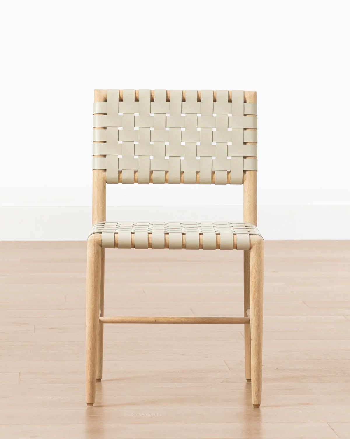 Modern Leather & White Oak Dining Chair with Tapered Legs for Dining Room