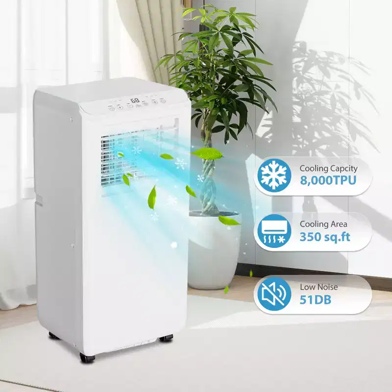 Acekool 8,000 BTU Portable Air Conditioner, 3-in-1 Cooling Fan Dehumidifier, Quiet AC with Remote, Timer, Window Kit for Rooms up to 350 Sq Ft