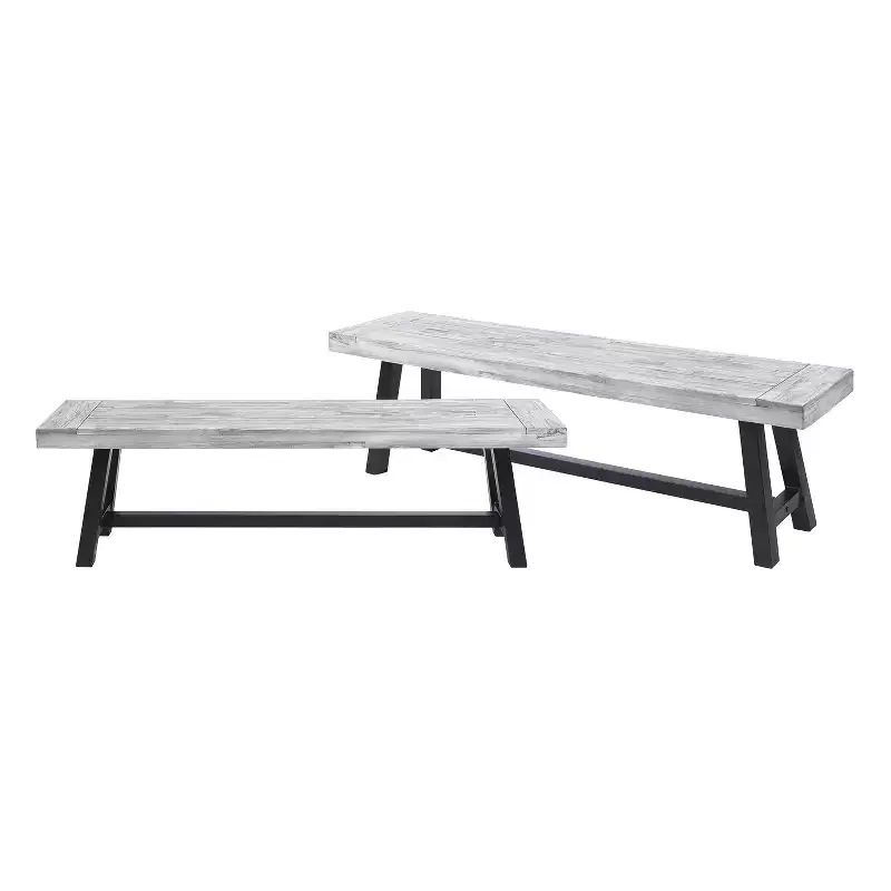 Outdoor Carlisle Benches, Sandblasted Light Gray + Black(Set of 2)