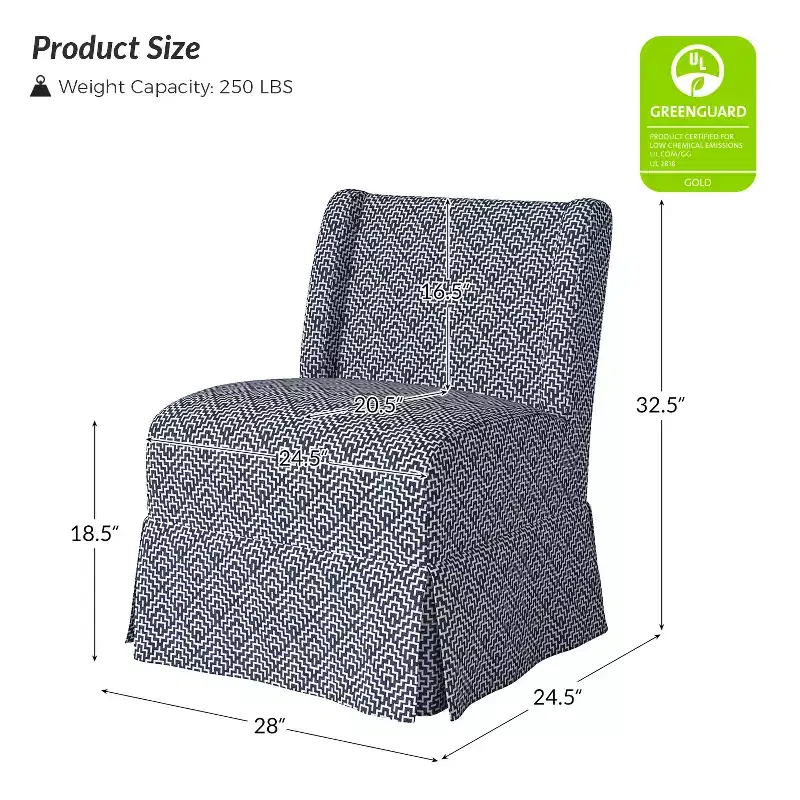 Fabrizius Transitional Upholstered Slipper Chair with Washable Slipcover and Solid Wood Legs | HULALA HOME