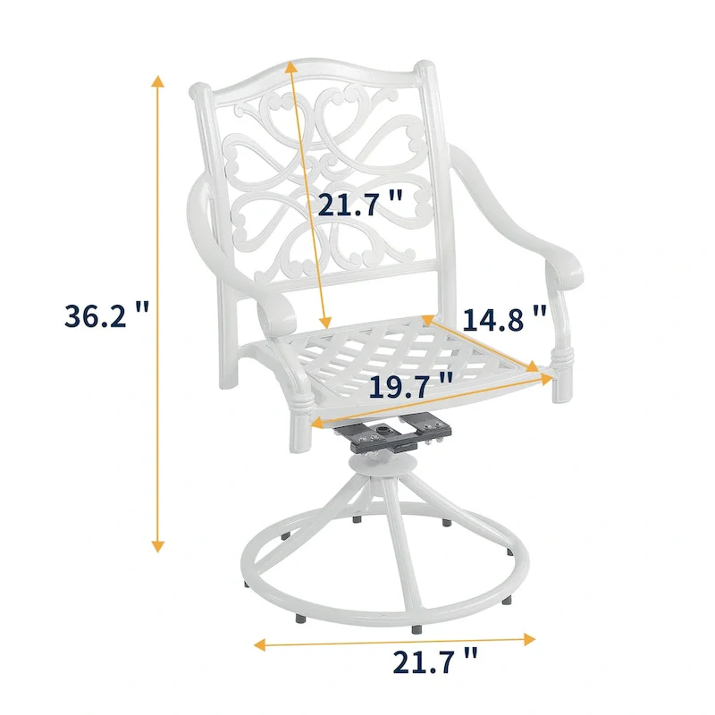 5-Piece Cast Aluminum Patio Dining Set with 4 Swivel Chair