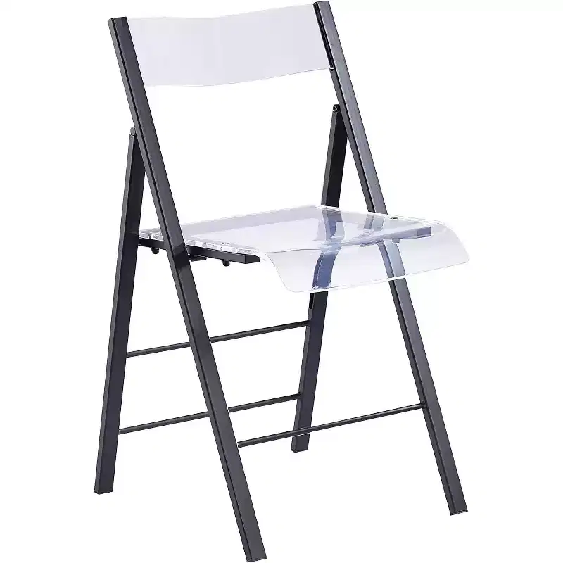 Luxury Modern Folding Chair - Clear Acrylic Lucite with Chrome Steel Frame