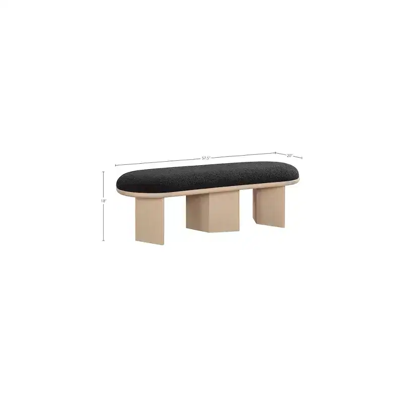 Meridian Furniture,Wilshire Boucle Fabric Bench
