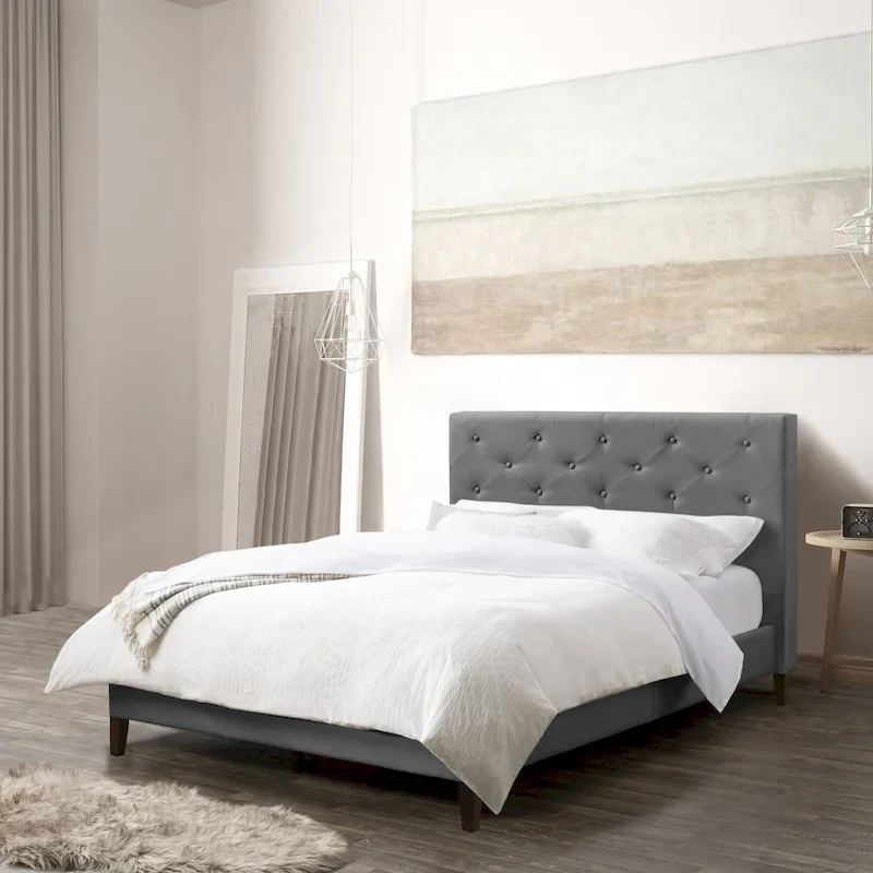 Nova Ridge Upholstered Button-Tufted Bed Frame, Full