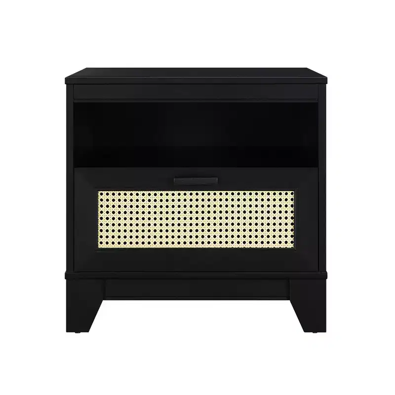 Sheridan Modern Cane Nightstand with Drawer - Manhattan Comfort