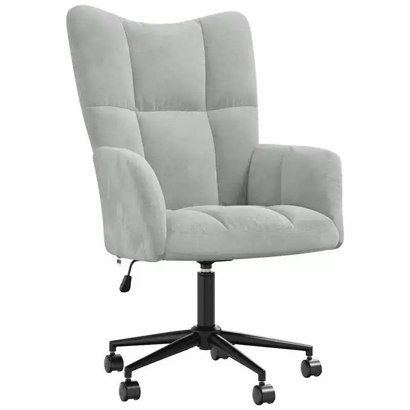 Relaxing Chair Light Gray Velvet (100% polyester), Steel Standard