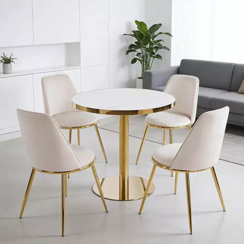 GDFStudio Elara 32W Faux Marble and Metal Pedestal Bistro Table