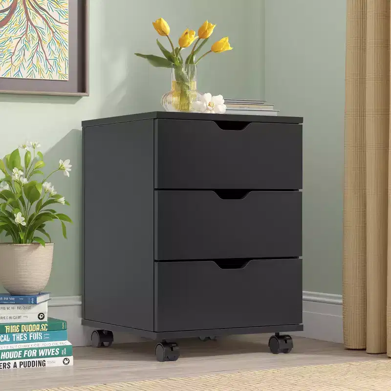 3-Drawer Mobile Filing Cabinet with Casters