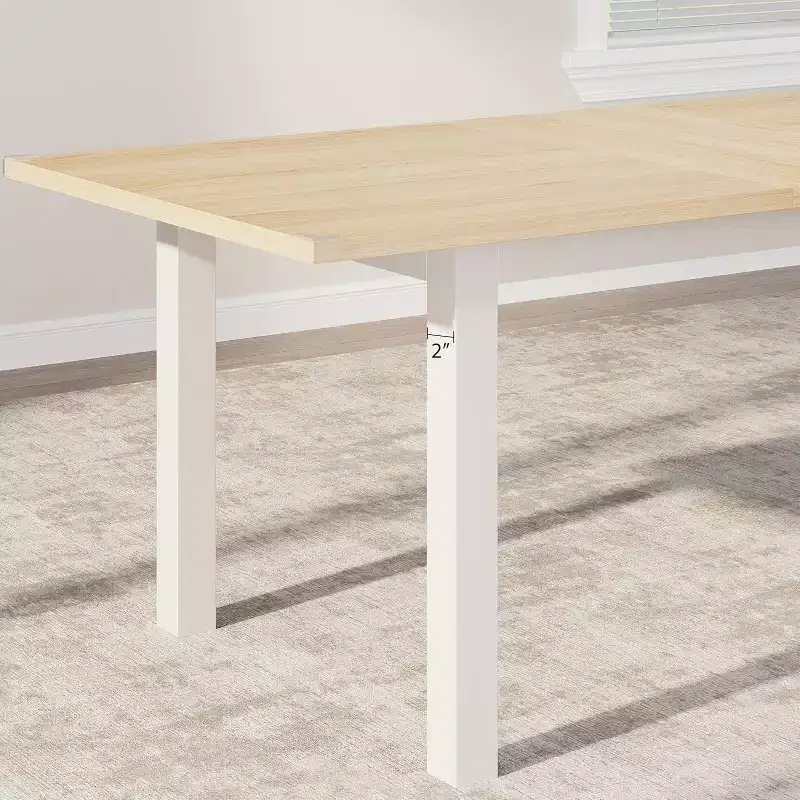 Off-White Extendable Dining Table, Wood Top, Seats 4–8