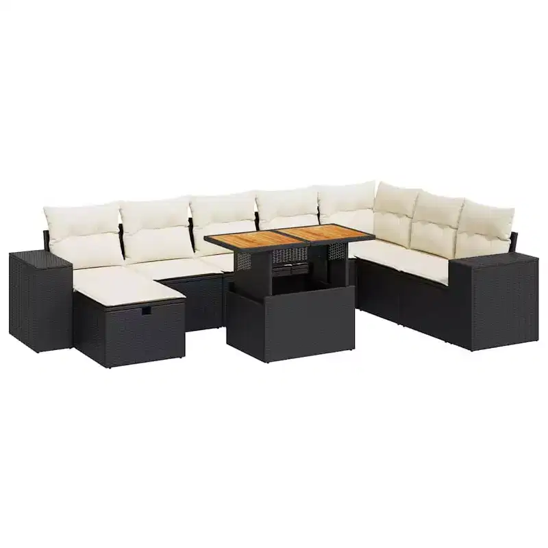 vidaXL Outdoor Sofa Set with Cushions and Storage