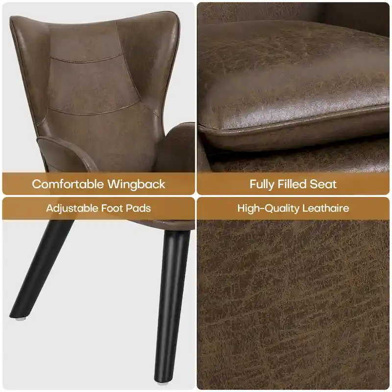 Upholstered Wingback Armchair Leisure Accent Chair, Single - 40.55 H x 28.34 W x 33.1 D
