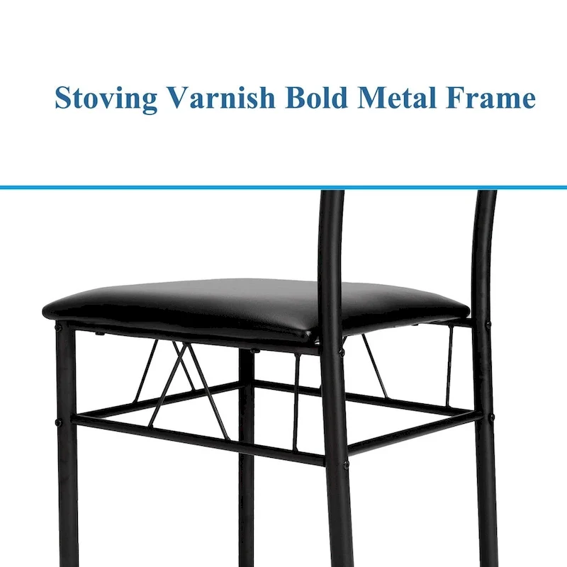5-pieces Modern Dining Sets,Tempered Glass Table Top and 4 PU Chairs