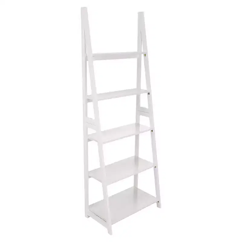 5-Tier Ladder Shelf Wooden Display Organizer for Books and Decor, Storage Stand for Living Room, Office, Indoor Use, White