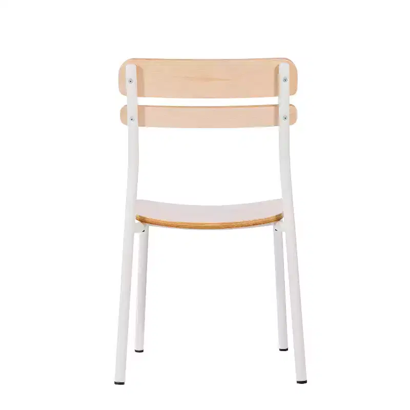 Emma and Oliver Set of 2 Dining Chairs with Metal Frames and Solid Wood Seats and Backs with Antique Finishes