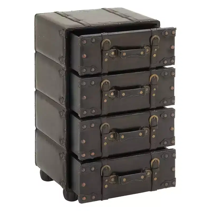 Wood Stacked Side Chest Dark Java - Olivia & May: Rubberwood Frame, No Assembly Required, 4-Drawer Dresser