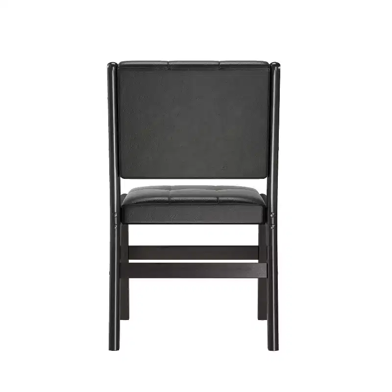 Tufted Faux Leather Upholstered Wood Dining Chairs (Set of 2)