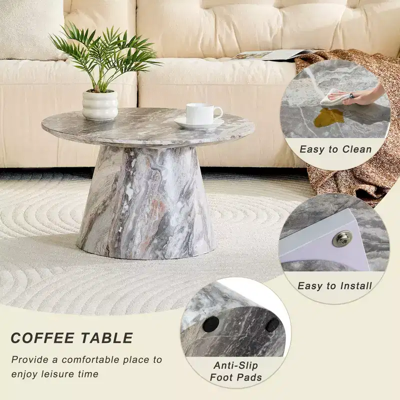 23 Wooden Round Pedestal Coffee Table