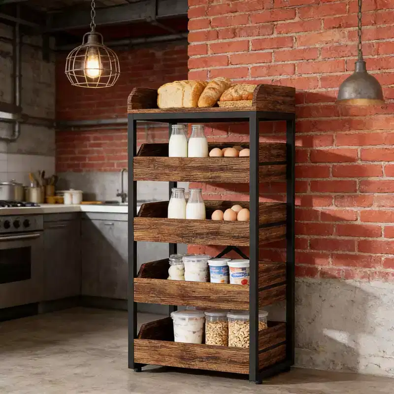Rustic Wooden Wine Rack with 5 Shelves