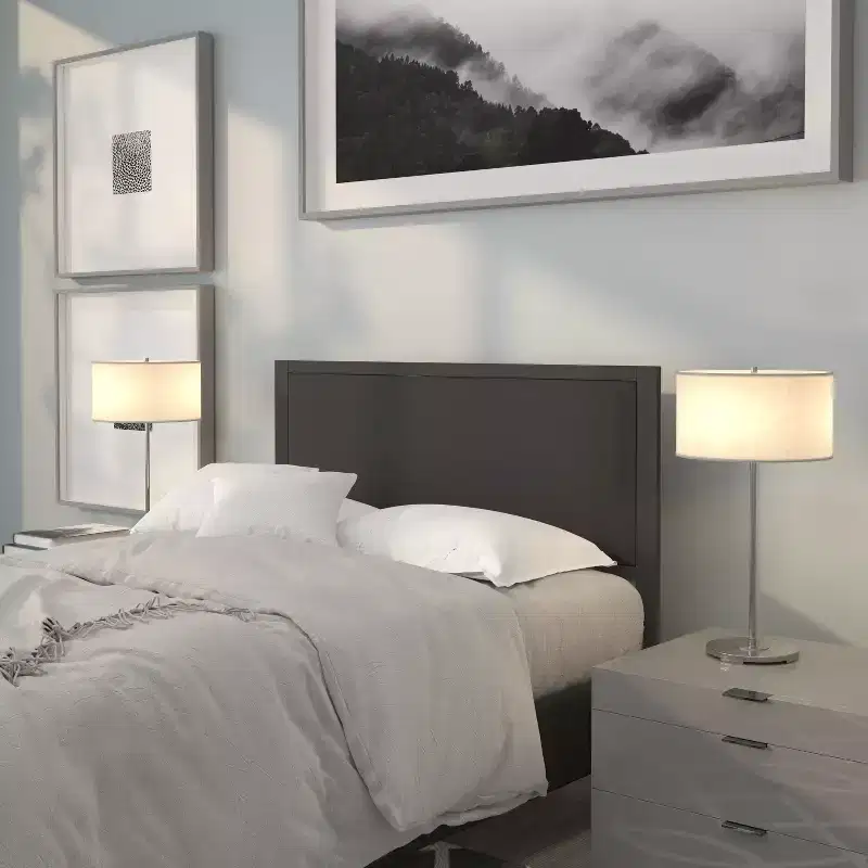 Emma and Oliver Metal Headboard - Fabric Upholstery Fits Standard Bed Frames