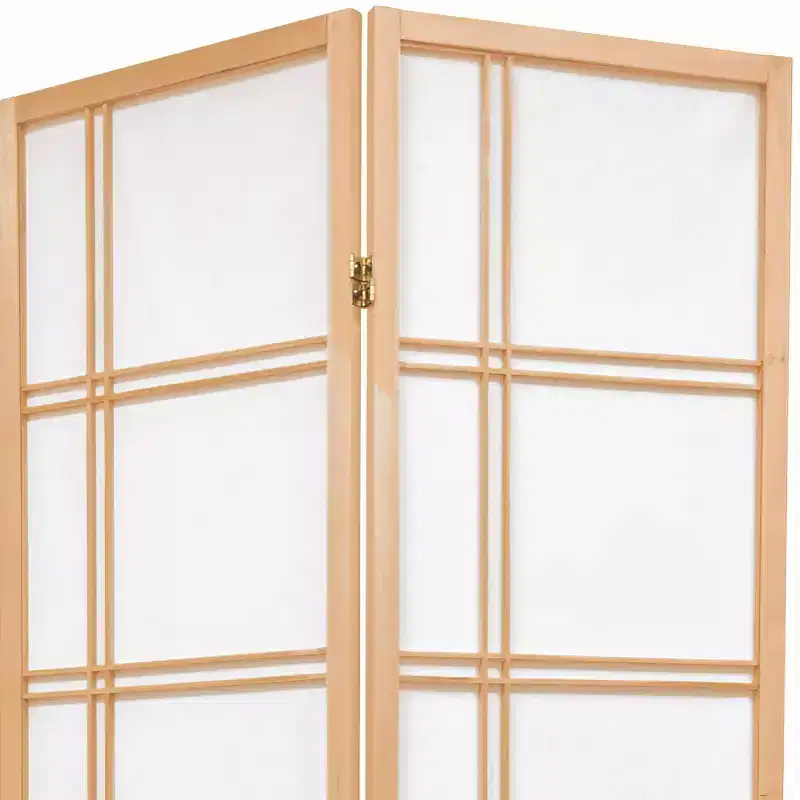 6 ft. Tall Double Cross Shoji Screen - Natural (4 Panels)