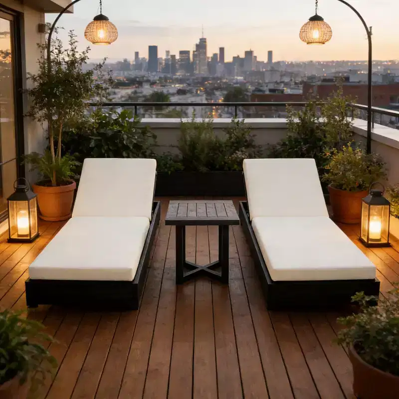 Christopher Knight Home Sui Modern Patio Acacia Wood Seating Sunlounges with Slatted Side Table