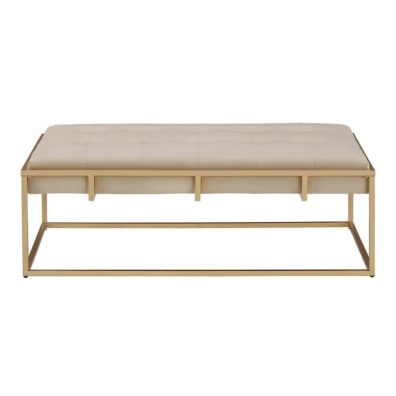 Perdita Gold Finish Velvet Rectangular Tufted Ottoman by iNSPIRE Q Bold