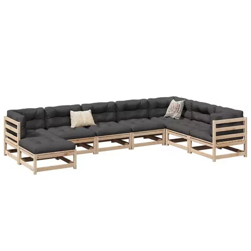vidaXL Patio Sofa Set Outdoor Seating Modular Sofa 8 Piece Solid Wood Pine