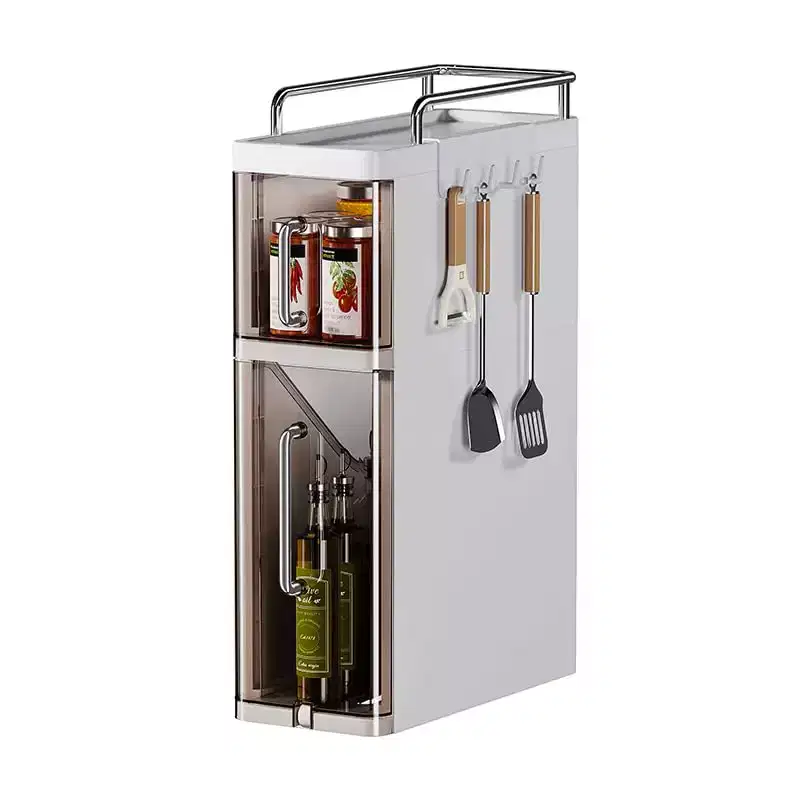 Plastic Kitchen Storage Rack - Multi-Functional Household Desktop Storage Cabinet, Spice Jar Organizer, Drawer Storage, Gap Cabinet