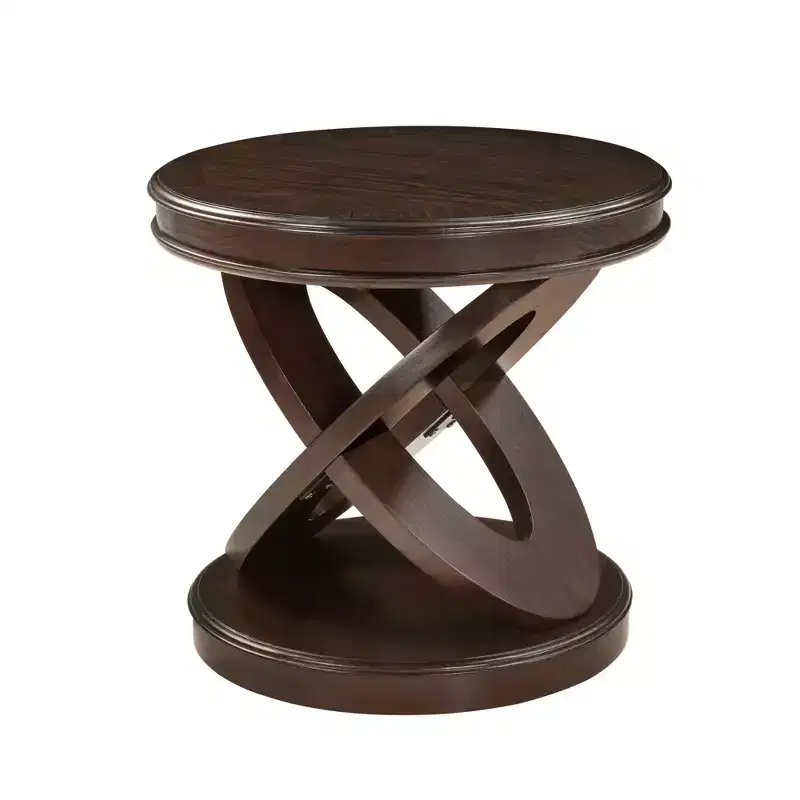 Luxystar Retro Wood Round End Table with X-shape Base for Dining or Living Room, Espresso