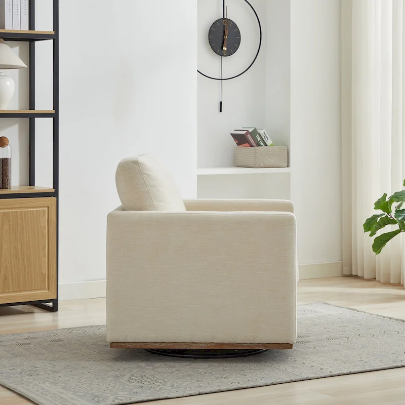 Square Upholstered Swivel Accent Chair