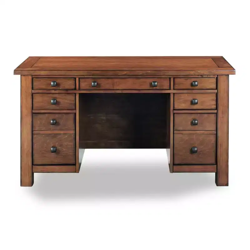 Tahoe Executive Pedestal Desk - Aged Maple - Home Styles: Hardwood, Mid-Century Modern Office Furniture