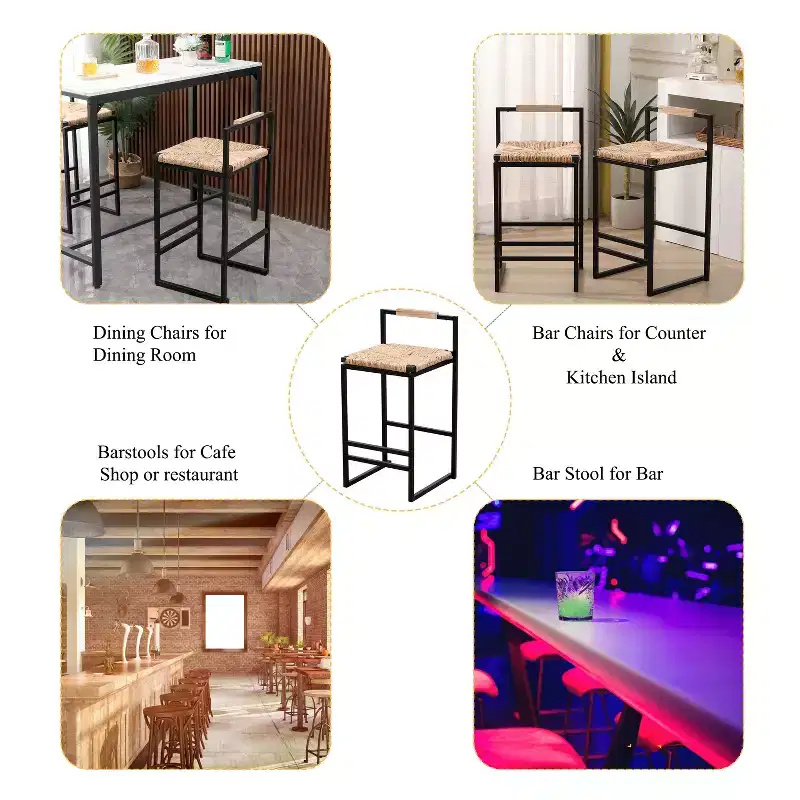GDFStudio Ogden Rustic Iron 25 Bar Stools with Footrest (Set of 2)
