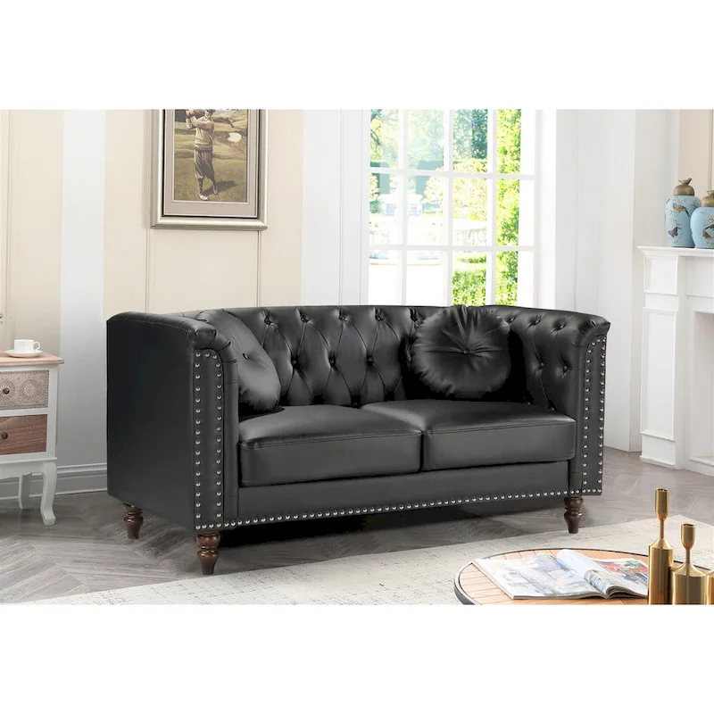 Dallas Brown Faux Leather Dining Chair with Nail Head Trim