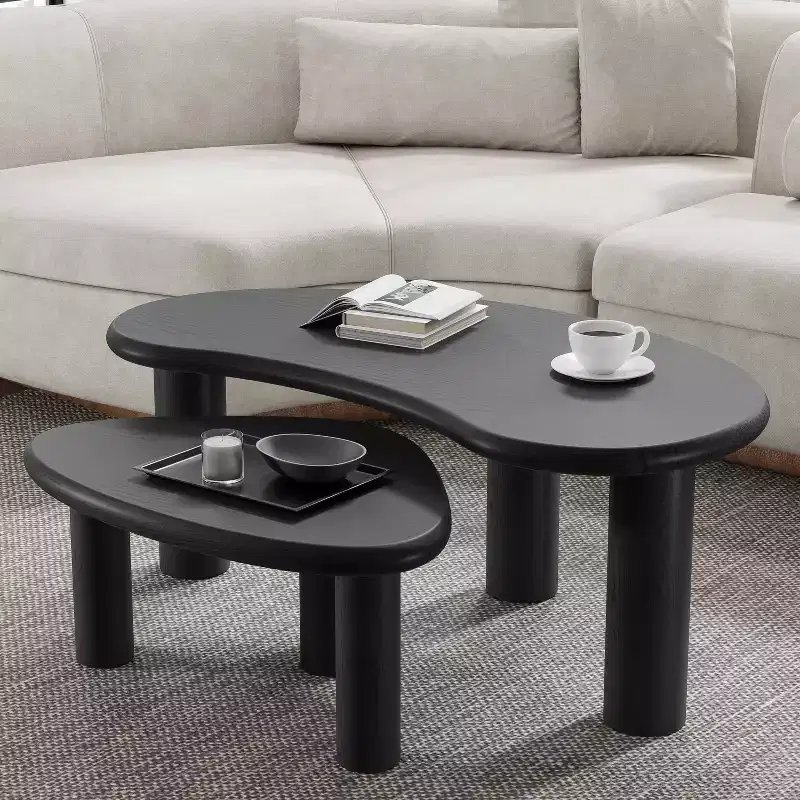 Dovelina Wood Grain Tabletop Rectangle Coffee Table for Living Room