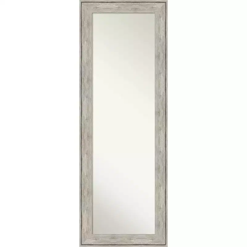 19" x 53" Crackled Framed On the Door Mirror Metallic Polystyrene Full Body, Over Door Mount