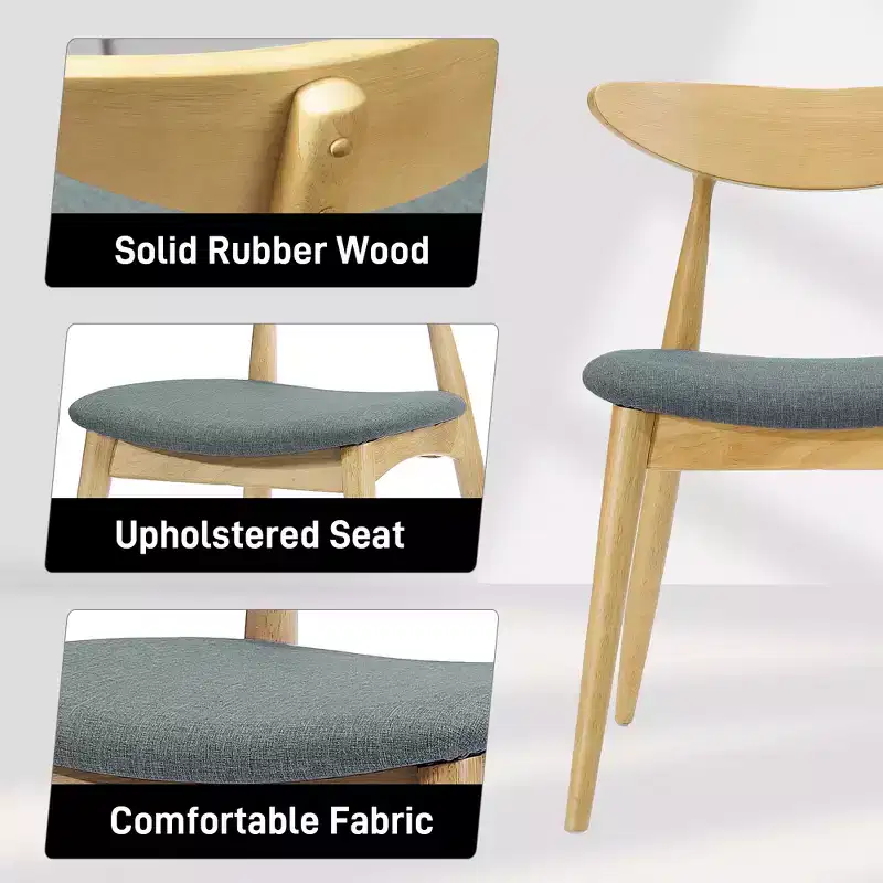 Christopher Knight Home Barron Mid Century Modern Rubberwood Fabric Upholstered Dining Chairs (Set of 2)