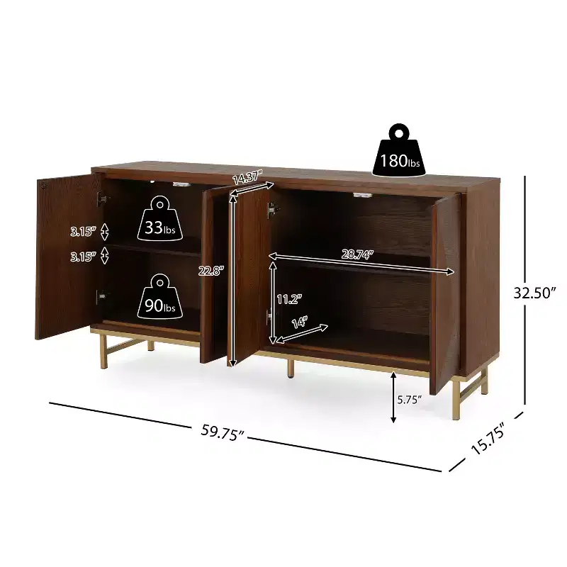 Christopher Knight Home Tamid Modern Wide Handcrafted Sideboard with Adjustable Shelves