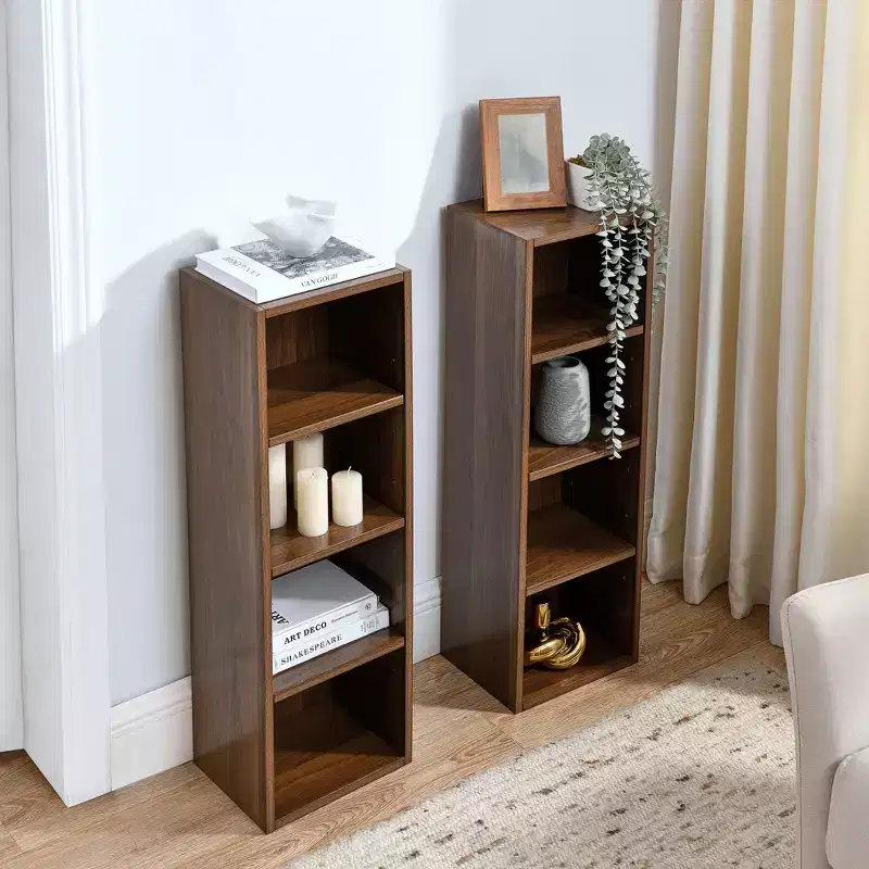 70.9 in.Tall Wood 4-Shelf Standard Bookcase with Shelves (Set of 2)