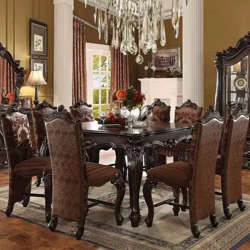 55" Versailles Sectional Sofa Cherry Oak - Acme Furniture: Nailhead Trim, Velvet Upholstery