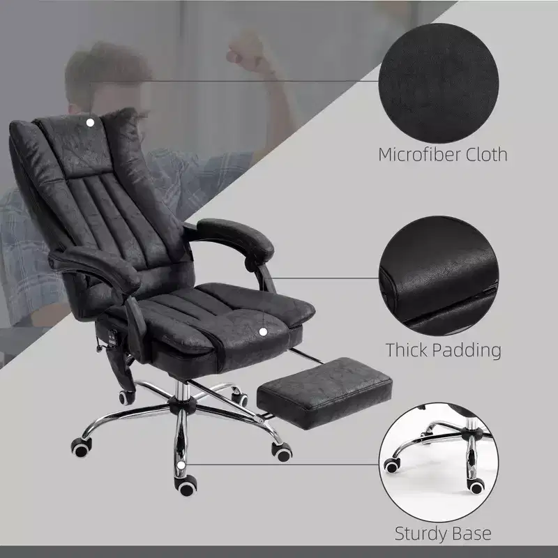 Massage Office Chair with 6 Points and Heat, Reclining Computer Chair with Adjustable Height and Footrest