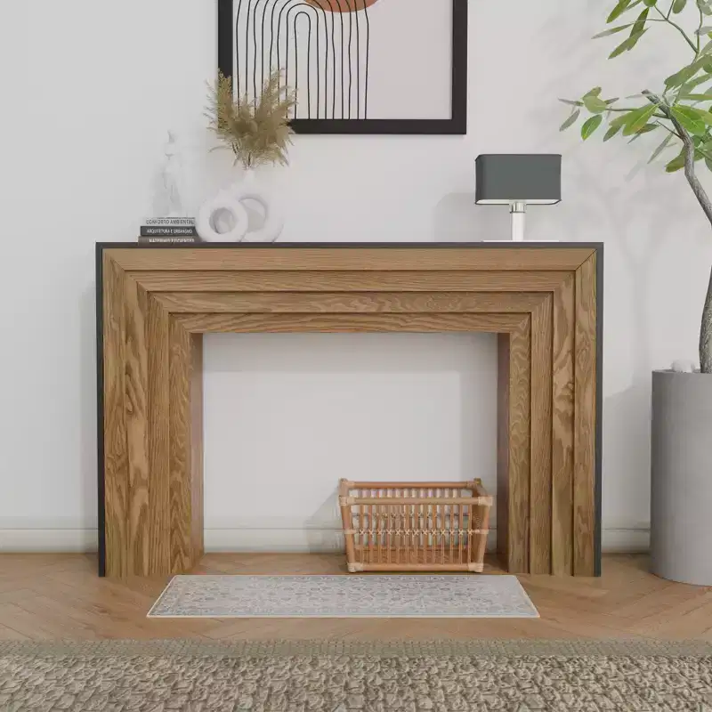 GDFStudio Blanche Modern 47 Fir Wood Rectangle Console Table