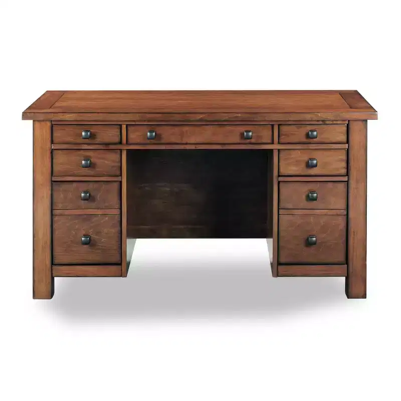 Tahoe Executive Pedestal Desk - Aged Maple - Home Styles: Hardwood, Mid-Century Modern Office Furniture
